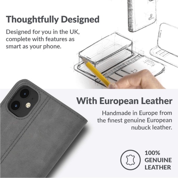 Genuine leather wallet case for iPhone 12 mini - Brand New - Picture 9 of 9